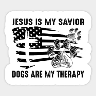 Jesus Is My Savior Dogs Are My Therapy Sticker